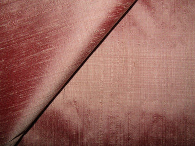 100% PURE SILK DUPION FABRIC RUST PINK colour 54" wide WITH SLUBS MM48[4]