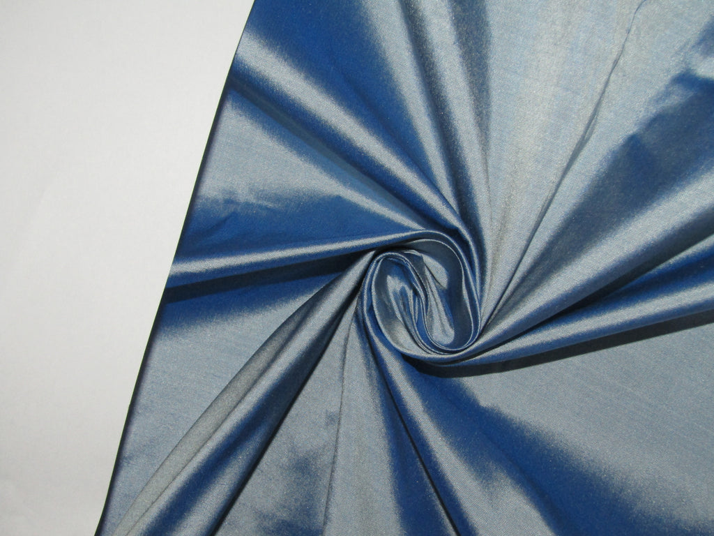 100% Pure SILK Dupioni FABRIC blue x ivory color 54" wide DUP237[1]