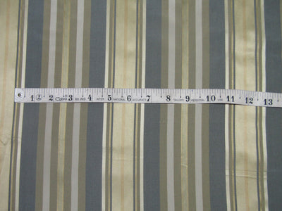 100% SILK TAFFETA stripes beige gold ,blue and cream stripe fabric 54&quot; TAFS164[3]