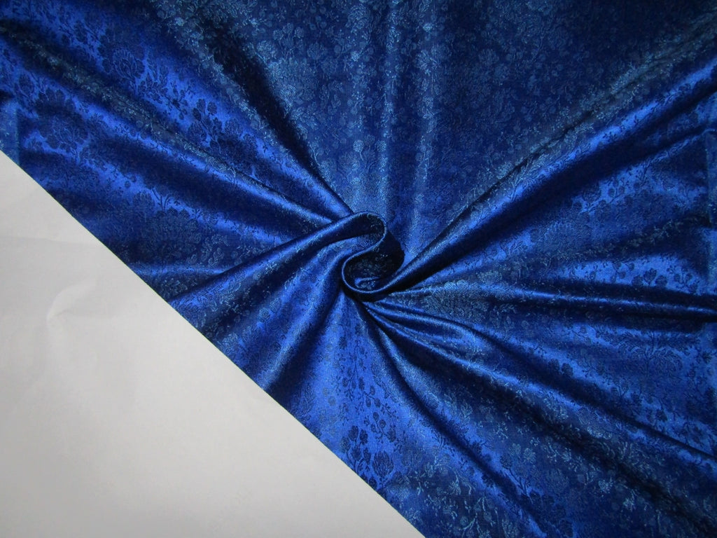 Brocade jacquard fabric royal blue floral color 44" wide BRO861A[3]