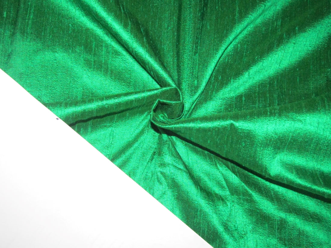 100% PURE SILK DUPIONI FABRIC EMERALD GREEN colour 44&quot; wide WITH SLUBS*MM57[6]