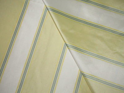 100% Silk Taffeta Fabric Butter/Cream/Ivory and green stripes 54" wide TAFS17[2]