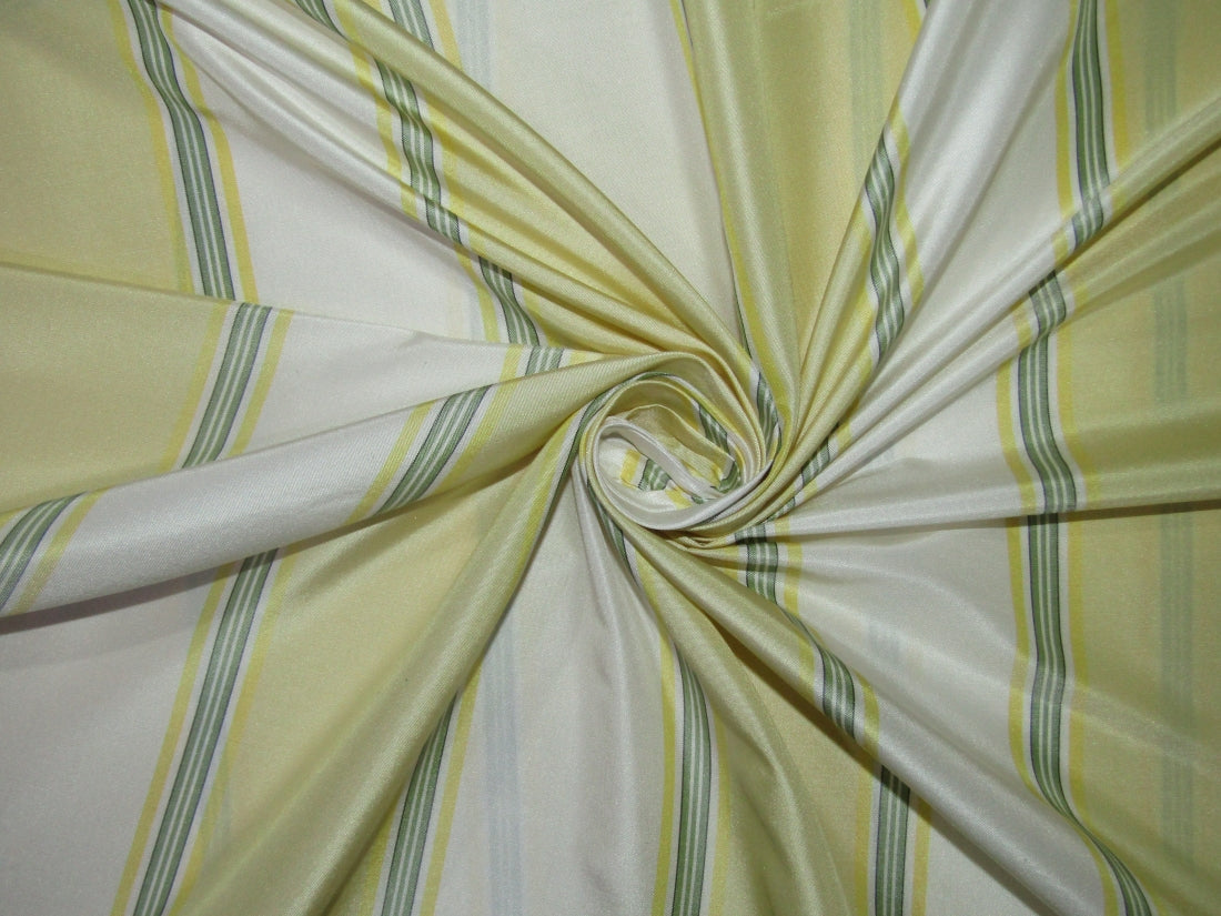 silk taffeta~ yellow/green / white stripes - 54&quot; wide TAF S#17[2]