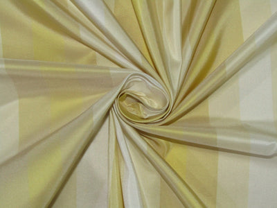 Silk Taffeta Fabric Butter, Cream, Ivory &amp; Gold stripes 54 inches wide/137 cms stripes are from selvedge to selvedge TAFS17[1]