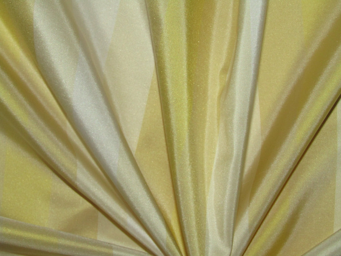 Silk Taffeta Fabric Butter, Cream, Ivory &amp; Gold stripes 54 inches wide/137 cms stripes are from selvedge to selvedge TAFS17[1]