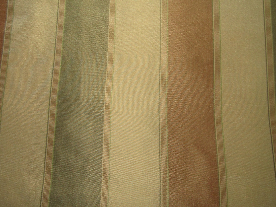 SILK TAFFETA FABRIC dark olive/ beige and rust colour stripe~54&quot; wide TAFS15[1]