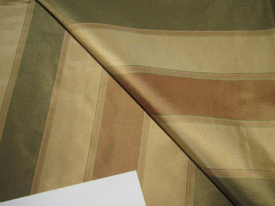 SILK TAFFETA FABRIC dark olive/ beige and rust colour stripe~54&quot; wide TAFS15[1]