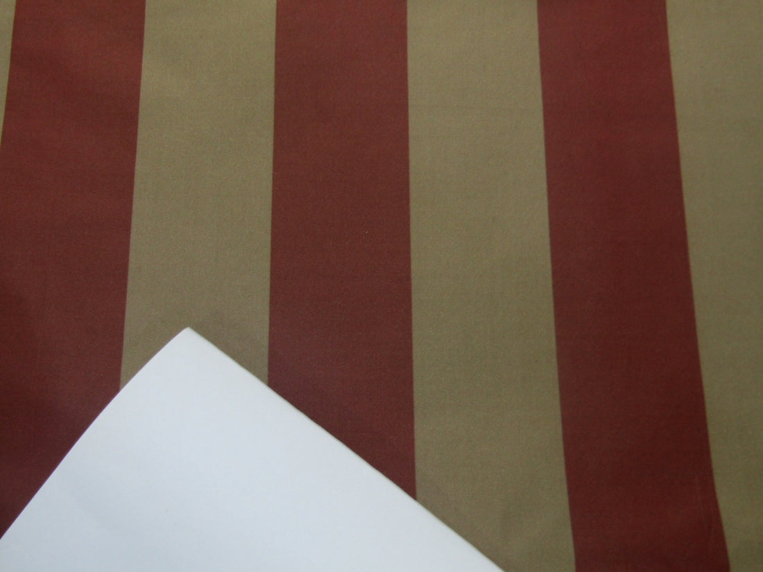 Silk Taffeta Fabric Dark Red &amp; Dark Beige stripes 54&quot; wide TAFS9
