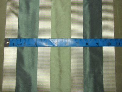 100% Silk Taffeta Fabric Gold &amp; Teal colour with satin stripes 54" wide TAF#SJ12