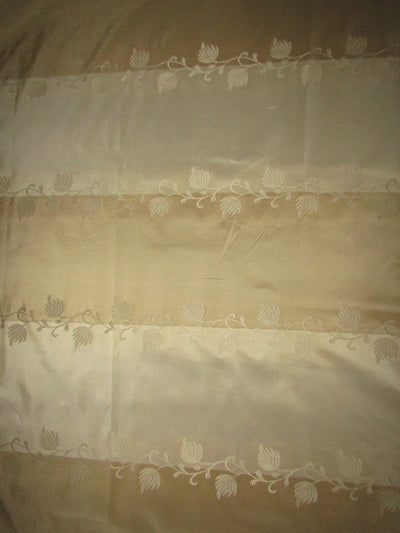silk taffeta floral jacquard stripes cream and gold 54" wide  TAFSJ9[2]