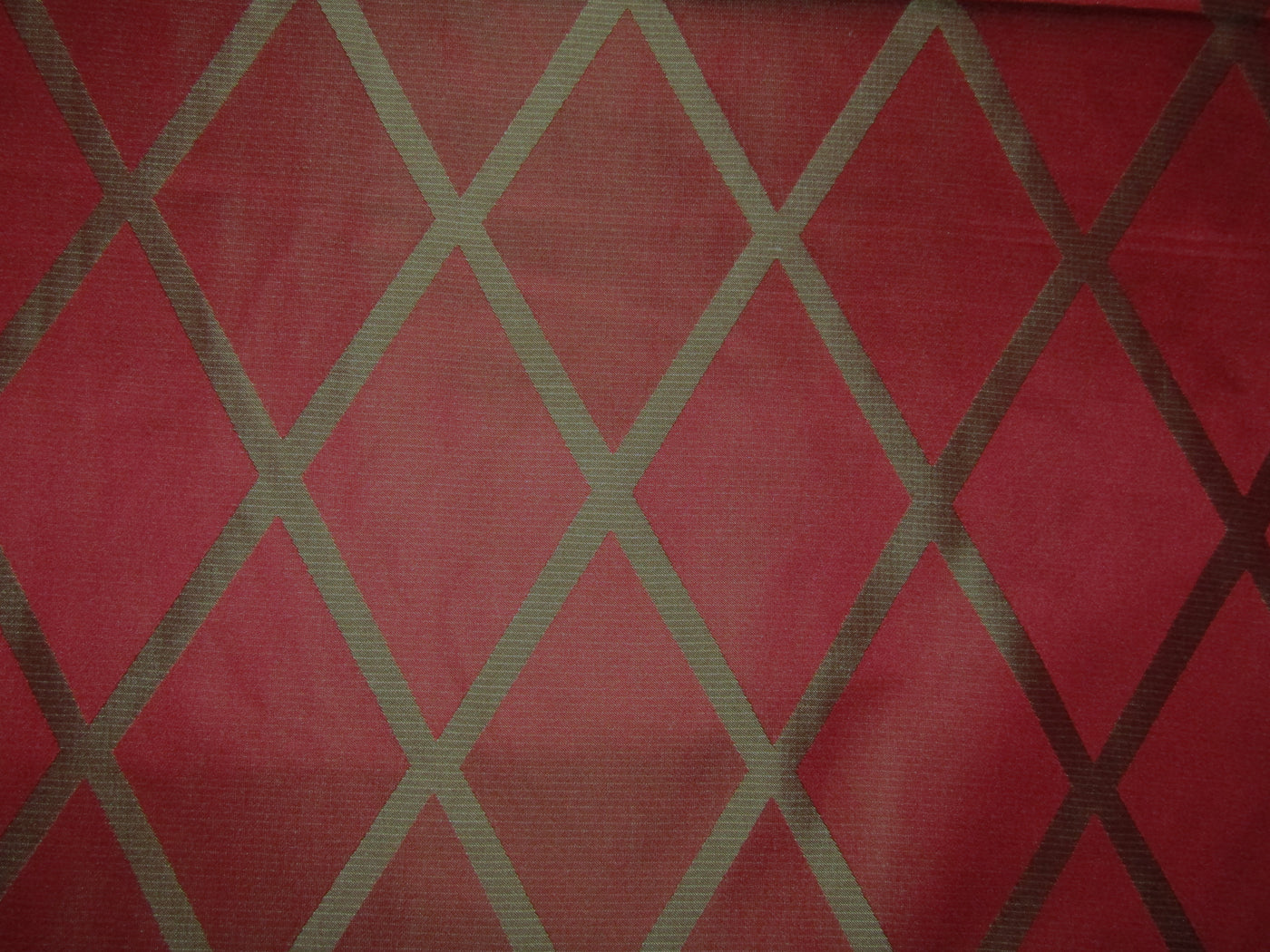 HEAVY SILK DAMASK JACQUARD FABRIC REVERSABLE BRICK RED AND GOLD WITH GEOMETRIC DESIGN  TAF#J25[1]