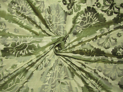 100% silk taffeta jacquard green floral design 54" wide TAFJ24[2]