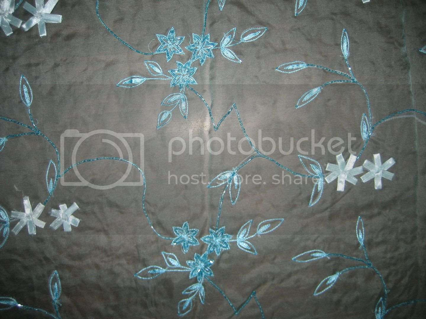 100 % SILK ORGANZA FABRIc Blue COLOUR EMBROIDERED 44&quot; wide