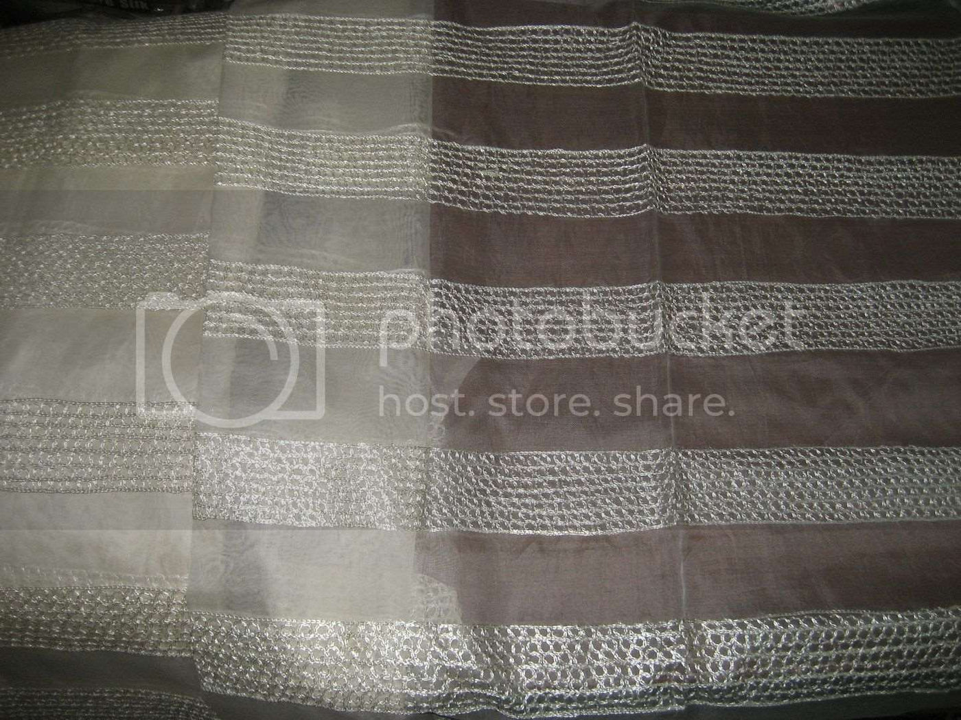 100 % SILK ORGANZA FABRIC Ivory COLOUR EMBROIDERED Semi Sheer 44&quot; wide