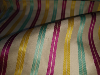 100% Silk Taffeta  Color with satin stripes pink, yellow ,blue and gold 54" wide TAFS127[5]