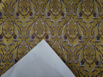 Silk Brocade fabric Wine,Grey & Gold Color 44" wide BRO225[2]