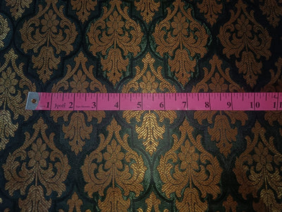 SILK BROCADE FABRIC Deep Green,Black & Metallic Gold colour 44" wide BRO231[4]