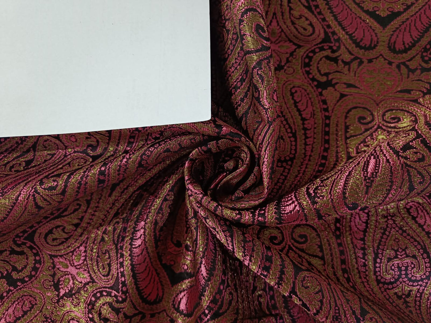 Silk Brocade fabric Metallic Gold,Black & Pink Color 44" wide BRO232[2]