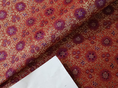 Silk Brocade Fabric Tomato Red,Light Gold & Fuschia color 44" WIDE BRO213[2]