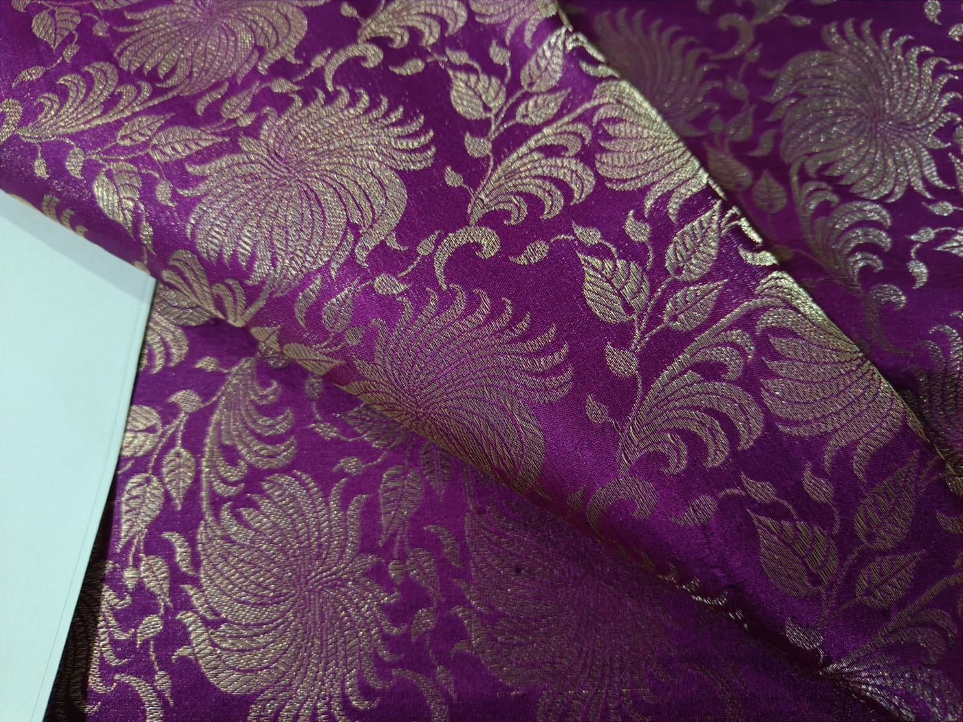 SILK Brocade fabric purple & Metallic Gold color 44" WIDE BRO214[4]