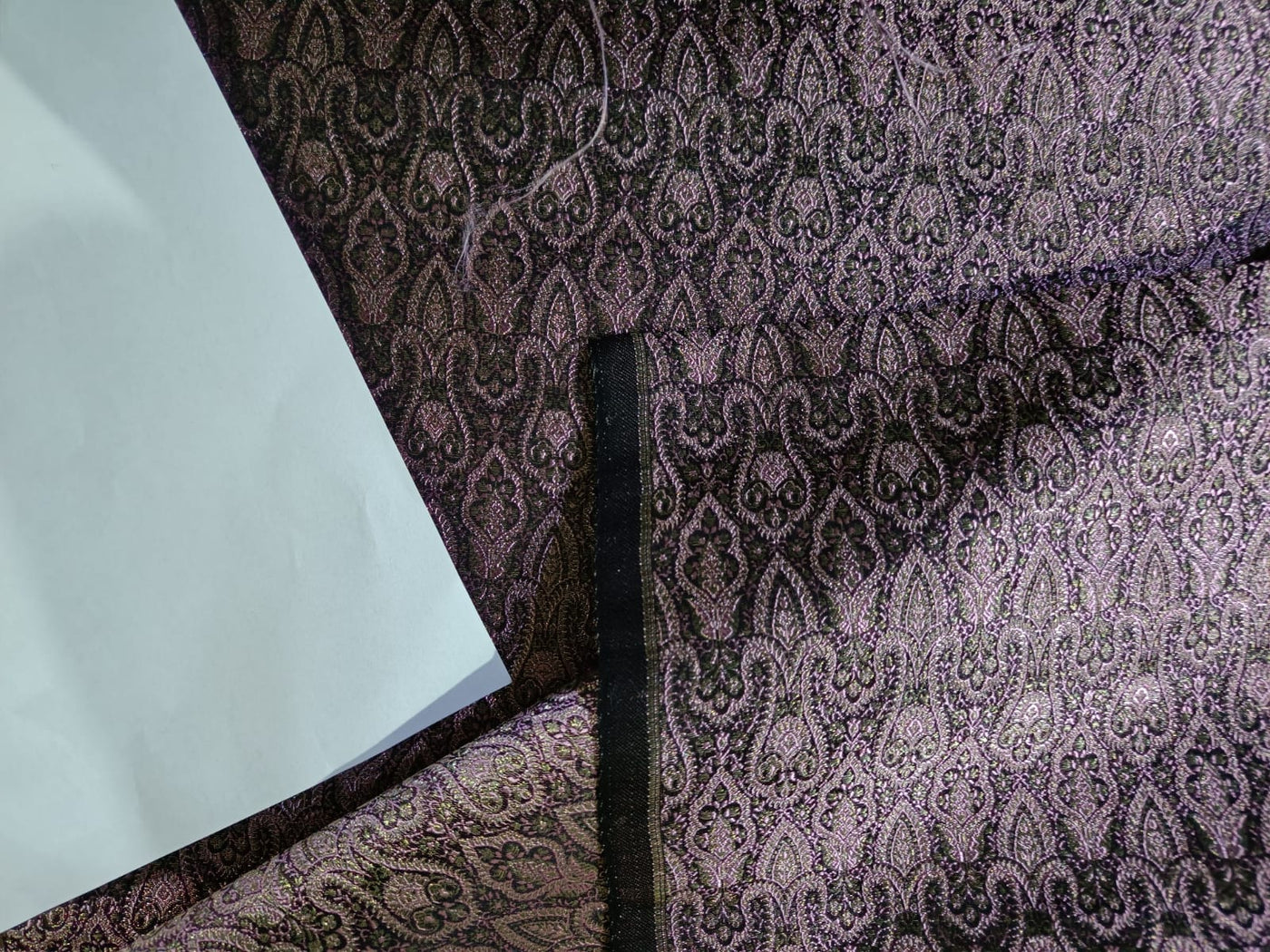 Pure Silk Brocade fabric Pink,Black & Metallic Gold COLOR 44" wide BRO216[4]