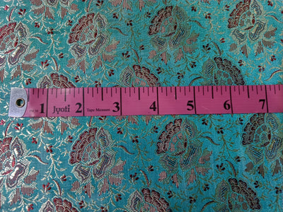 Silk Brocade fabric Light Gold,Red & Ocean Blue/Green color 44" wide BRO202[3]