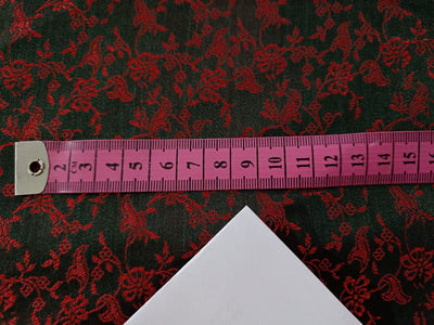 Spun Silk Brocade Fabric Greenish Black &amp; Red color 44" wide BRO199[3]