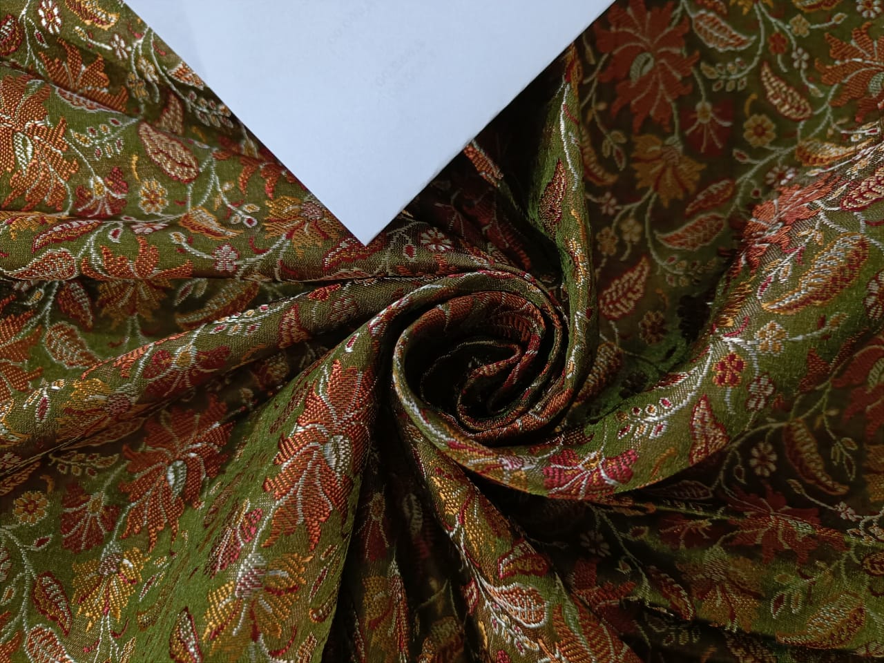 Spun Brocade Fabric Multi green color 44" wide BRO199[2]