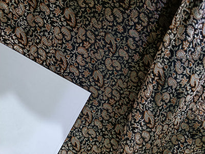SILK BROCADE FABRIC Black,Brown & Gold colour 44" wide BRO195[2]