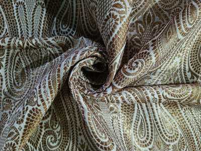 Silk Brocade fabric Golden Cream & Metallic Gold Color 44" wide BRO193[2]