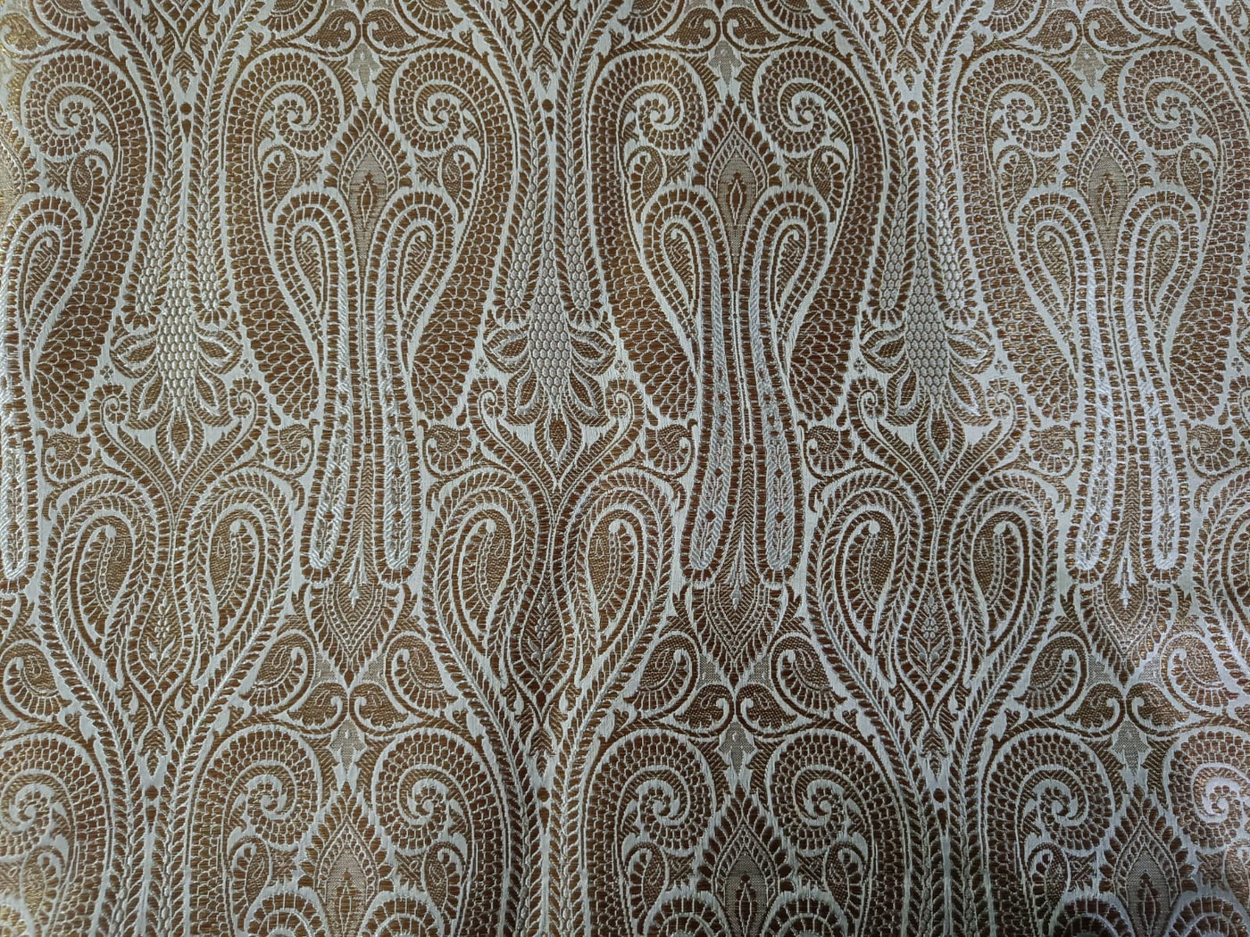 Silk Brocade fabric Golden Cream & Metallic Gold Color 44" wide BRO193[2]