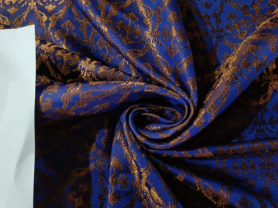 Silk Brocade Vestment Fabric Blue & Brown color 44