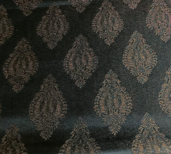 Satin Brocade Fabric Black & Metallic color 44
