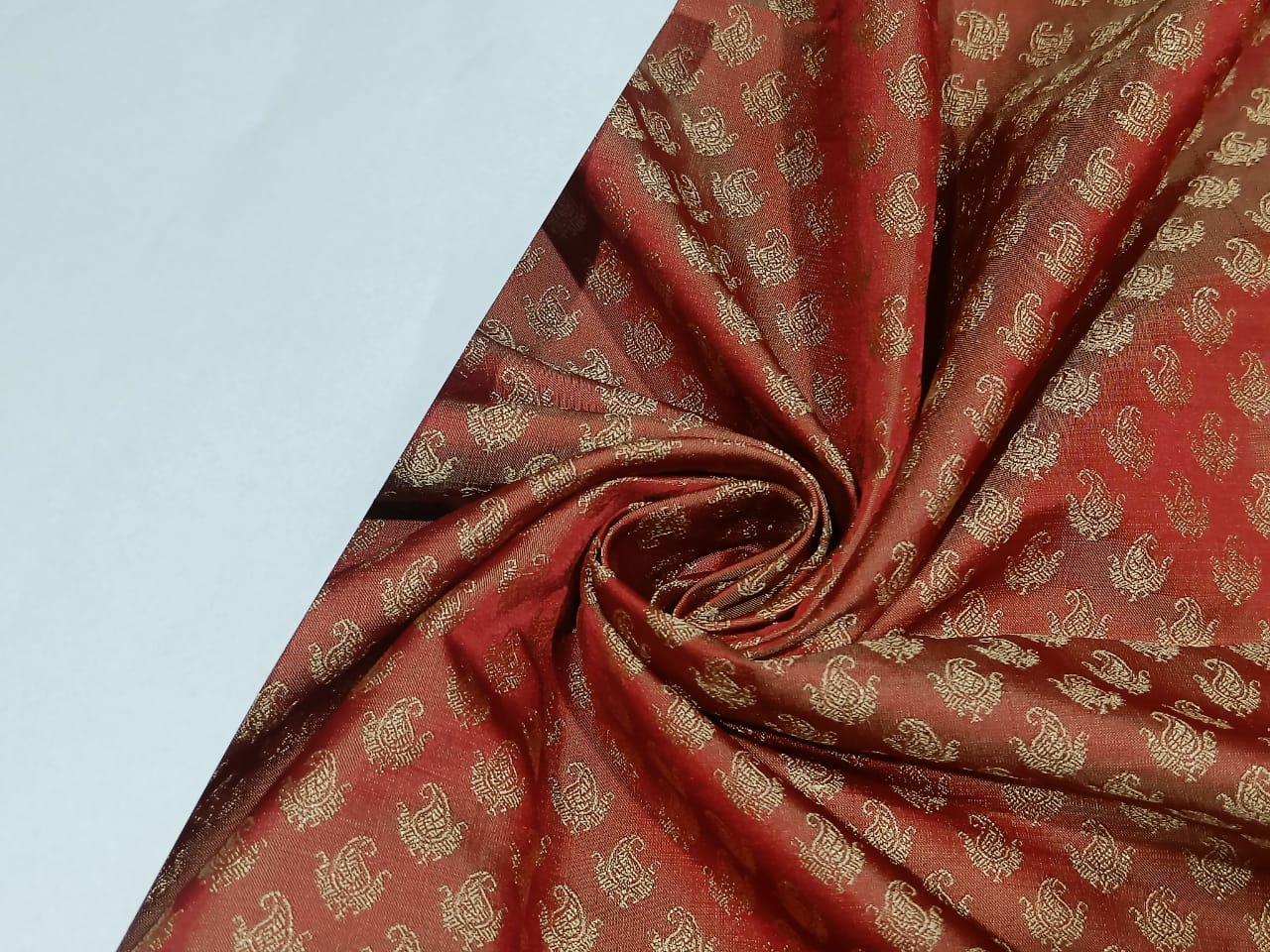 Silk Brocade FABRIC Orange &amp; Gold color 44" wide BRO173[4]