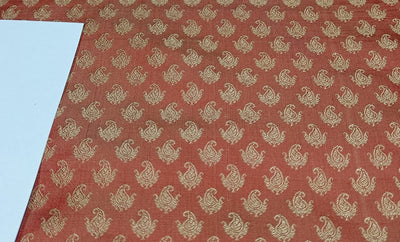 Silk Brocade FABRIC Orange &amp; Gold color 44" wide BRO173[4]