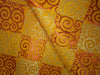 Pure SILK BROCADE FABRIC Red,Yellow &amp; Metallic Gold Color 44" wide BRO314[3]