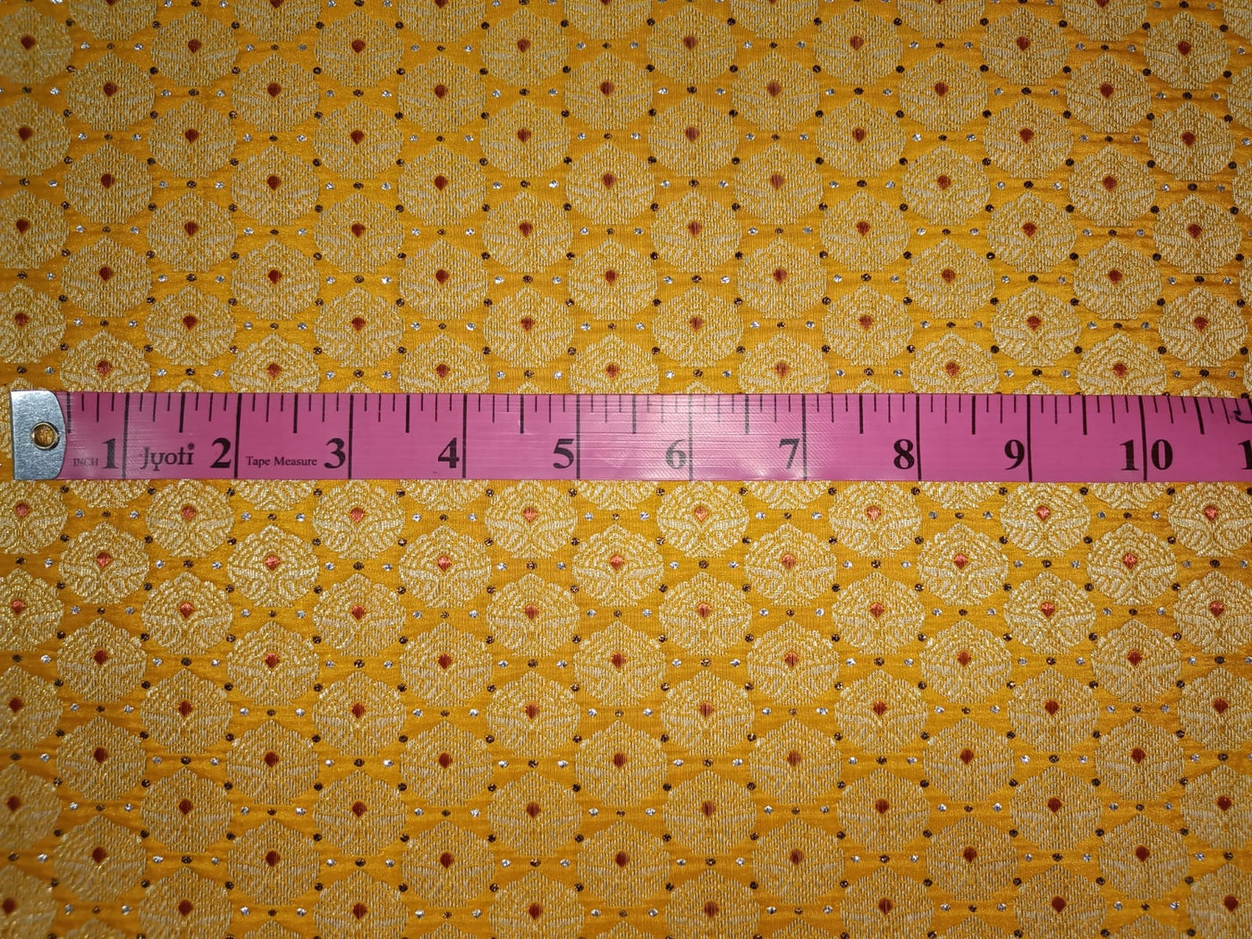 Pure SILK BROCADE FABRIC Mango Yellow,Red & Metallics COLOR 44" WIDE BRO314[2]