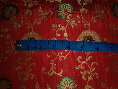 Silk fabric brocade/jacquard Red,Green & Metallic Gold Color 54" wide BRO310[4]