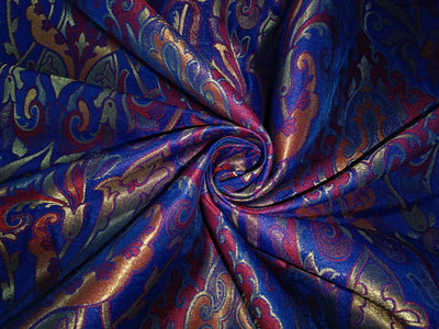 Silk Brocade fabric Blue,Red & Metallic Gold Color 44" wide BRO318[4]
