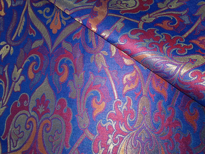 Silk Brocade fabric Blue,Red & Metallic Gold Color 44" wide BRO318[4]