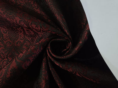 Spun Silk Brocade fabric Red Wine &amp; Black Color 44" wide BRO306[4]