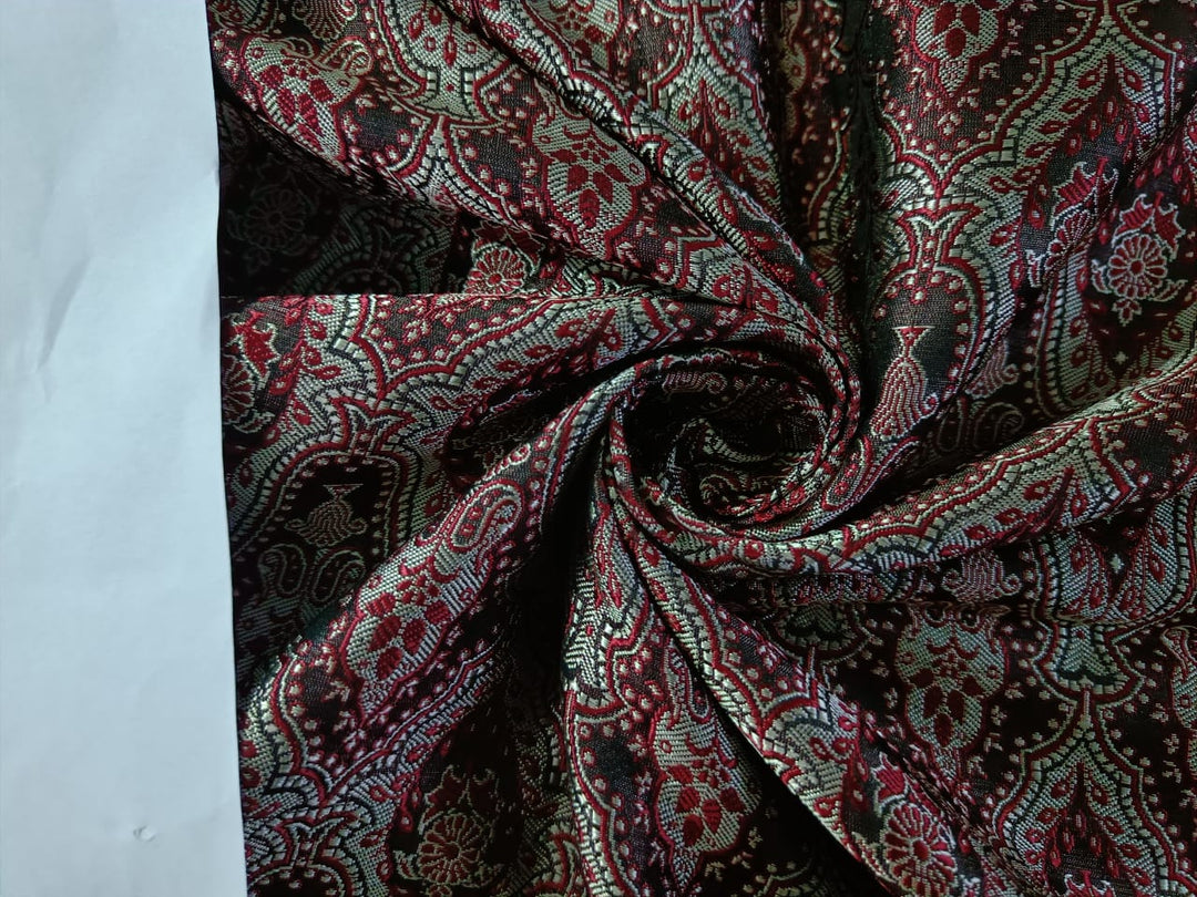 Silk Brocade FABRIC Brown,Wine & Gold COLOR 44