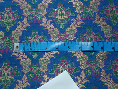 SILK BROCADE FABRIC Pink,Green,Blue & Metallic Gold color 41" WIDE BRO289[2]