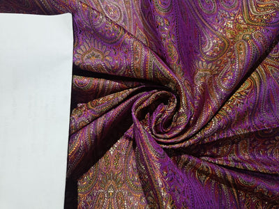 SILK BROCADE FABRIC Purple &amp; Multi Color 44" wide BRO287[4]