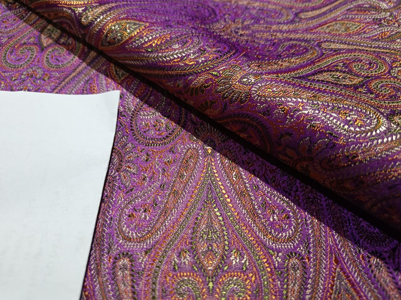 SILK BROCADE FABRIC Purple &amp; Multi Color 44" wide BRO287[4]