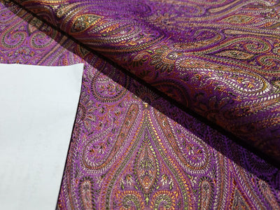 SILK BROCADE FABRIC Purple &amp; Multi Color 44" wide BRO287[4]
