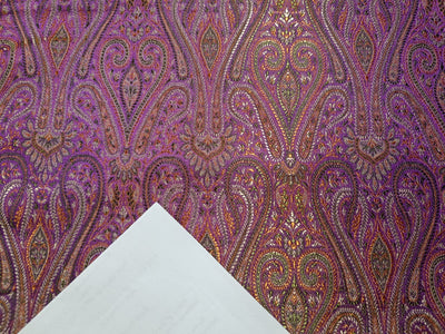 SILK BROCADE FABRIC Purple &amp; Multi Color 44" wide BRO287[4]