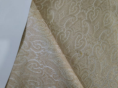 Pure Silk Brocade Ivory & Metallic Gold Colour 44" wide BRO294[2]