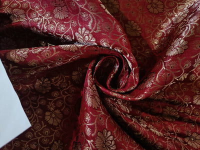 Silk Brocade Fabric Metallic Gold & Red Color 44" wide BRO269[3]