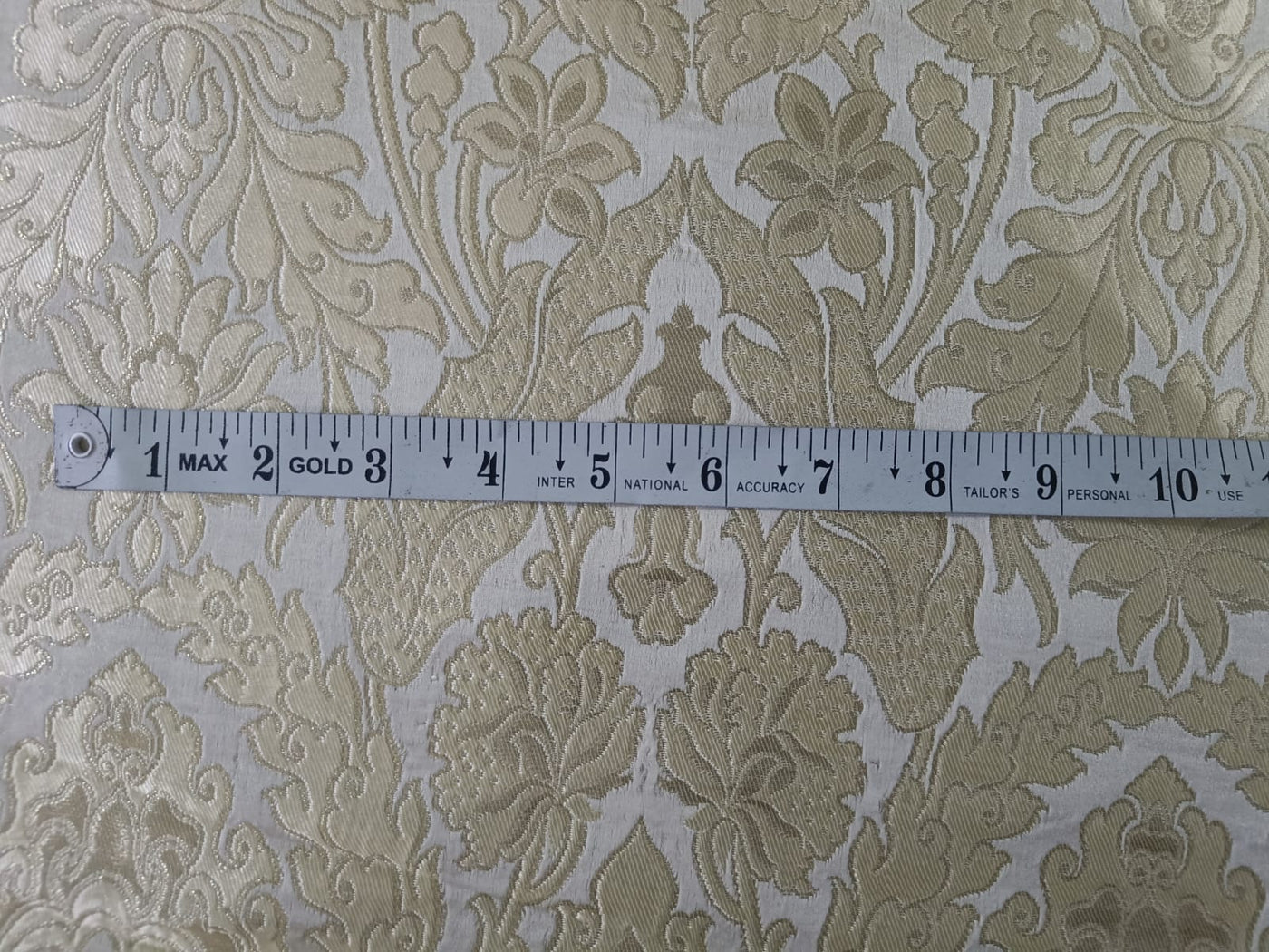 Silk Brocade Fabric Ivory,Metallic Gold & Golden Cream 36" wide BRO268[4]